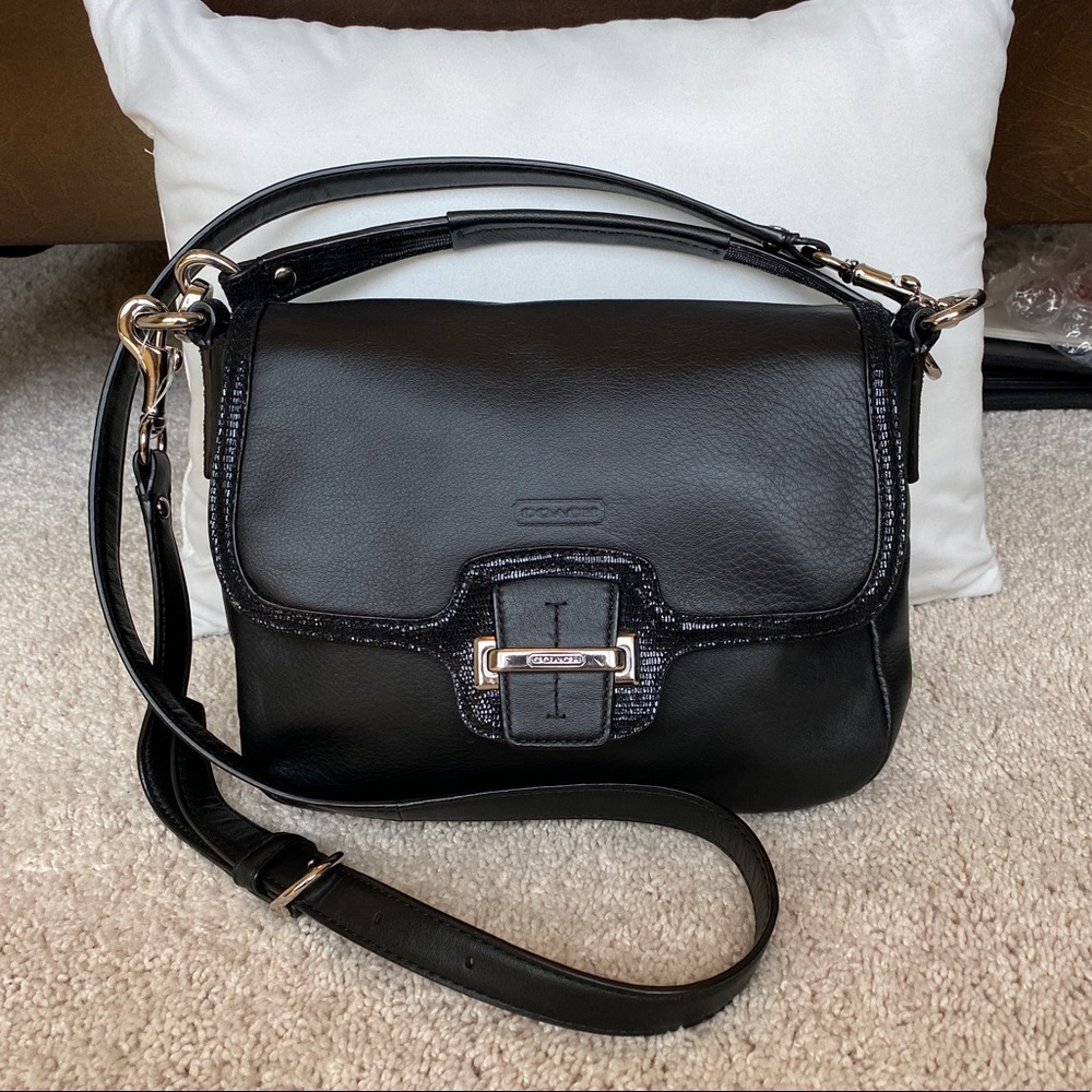 COACH Black Taylor Leather Flap Crossbody Bag